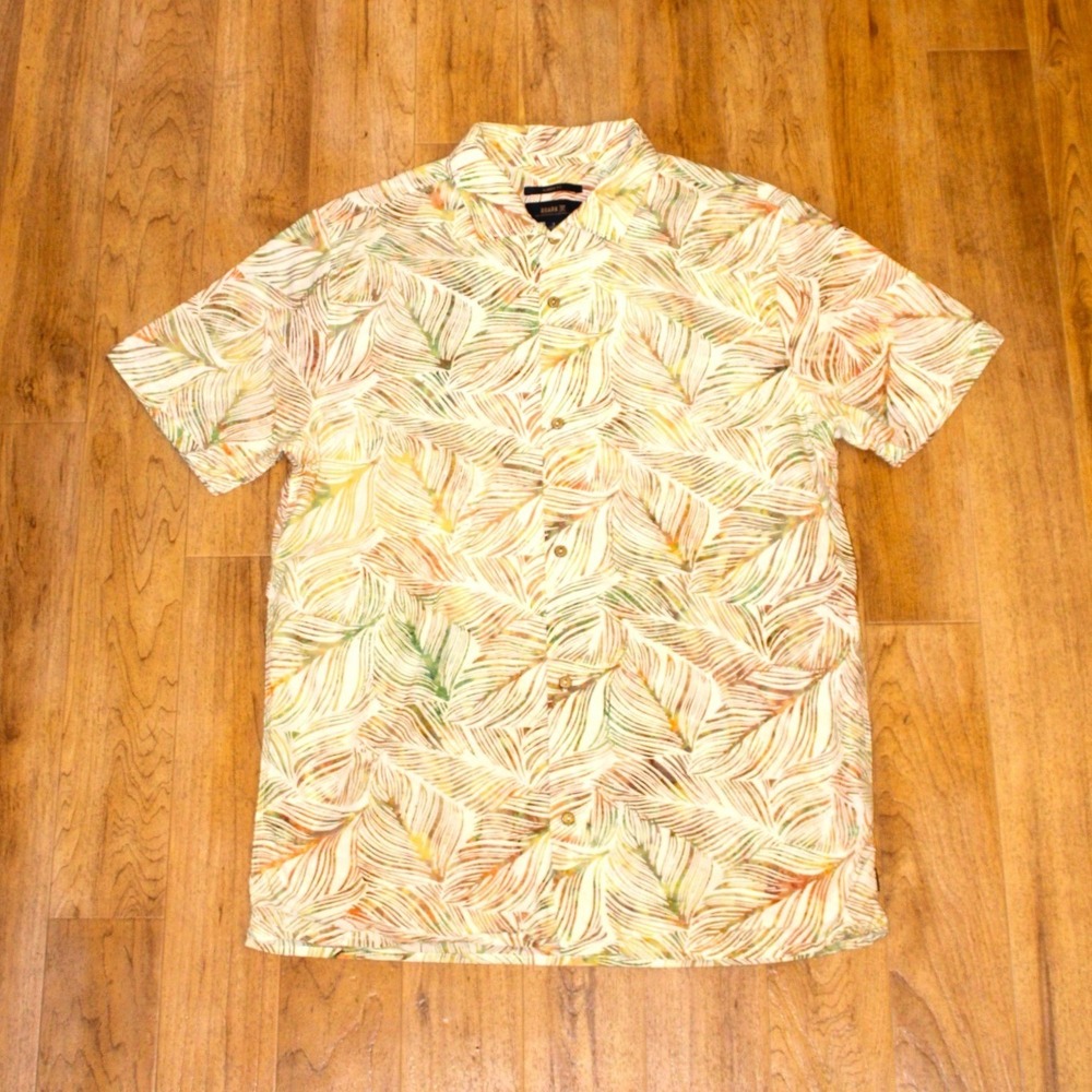 Roark Button Down Mens Large Multicolor Excellent Tropical Leaf Batik Shirt